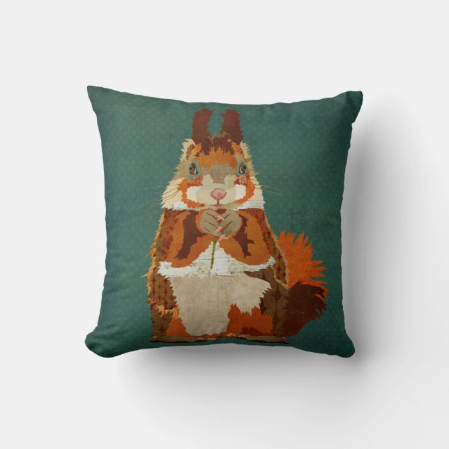 Bernsteinfarbiges Eichhörnchen-Kissen Kissen (Vorderseite)