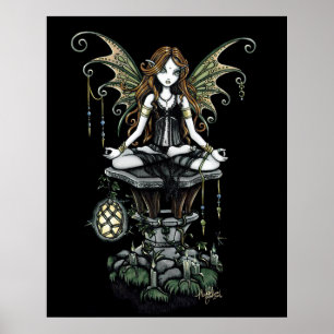 "Bernsteinfarbiges" Lotus-Natur-Fee-Plakat Poster