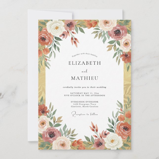 Bernsteinreiche Hochzeitsernte Einladung (Vorderseite)