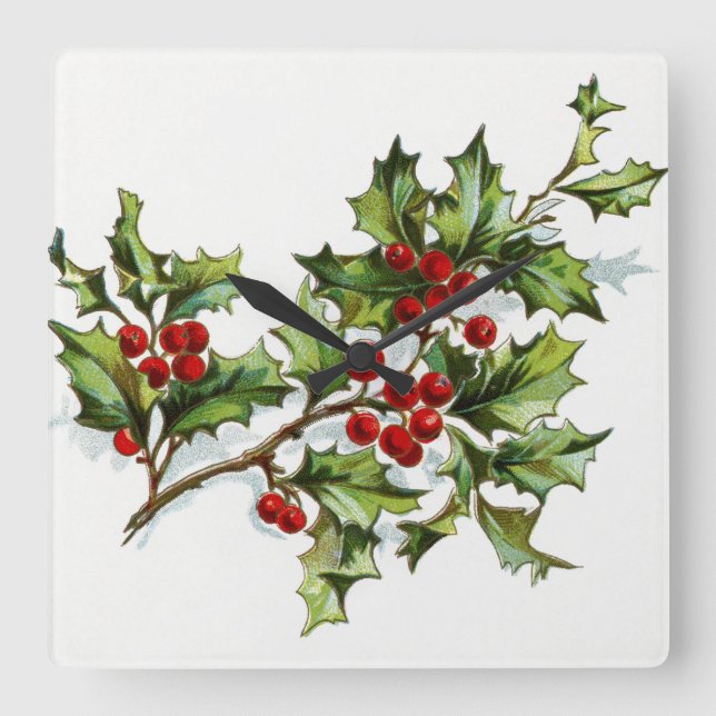 Berries001 Quadratische Wanduhr (Vorderseite)