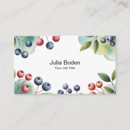 Berries and Branches Watercolor Fruit Visitenkarte