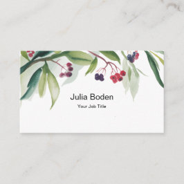 Berries and Branches Watercolor Rustic Visitenkarte