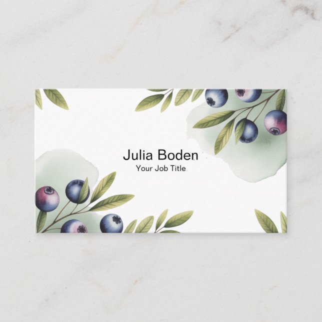 Berries and Branches Watercolor Splash Visitenkarte (Vorderseite)