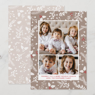 Berries d'hiver à Ecru Carte de vacances de Noël