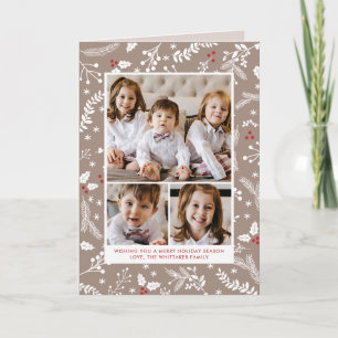 Berries d'hiver Écru Noël Carte pliée