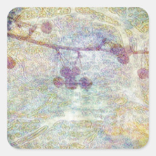Berries Digital Collage Quadratischer Aufkleber