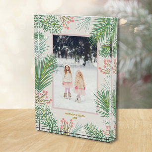 Berries Evergreens Christmas Custom Foto Block