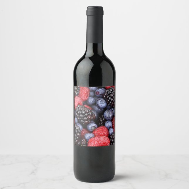 Berries Heidelbeere BlackBerry Himbeerflasche Weinetikett (Vorderseite)