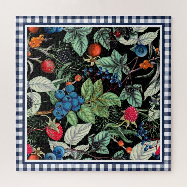 Berries Medley on Country Gingham (Horizontal)