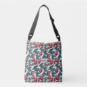 Berries Muster für kundenspezifische Monogramm-Tas Tragetaschen Mit Langen Trägern