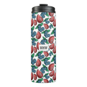 Berries Muster kundenspezifischer Monogramm-Tumble Thermosbecher