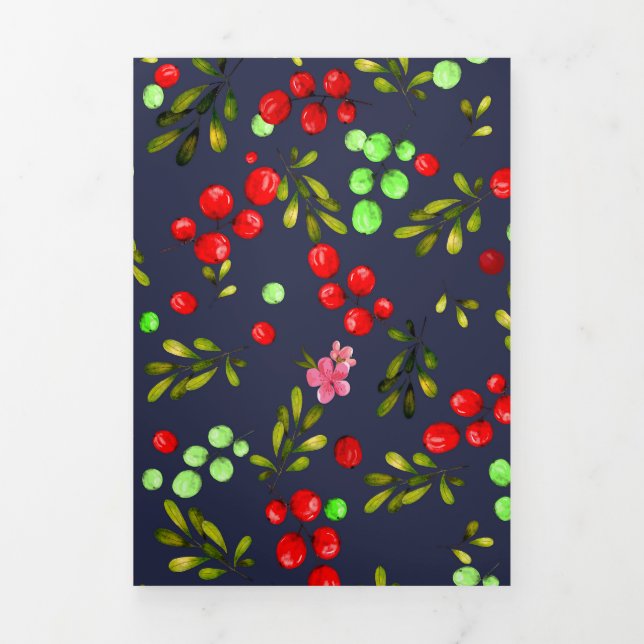 Berries Pattern Dreifach Gefaltete Karte (Cover)