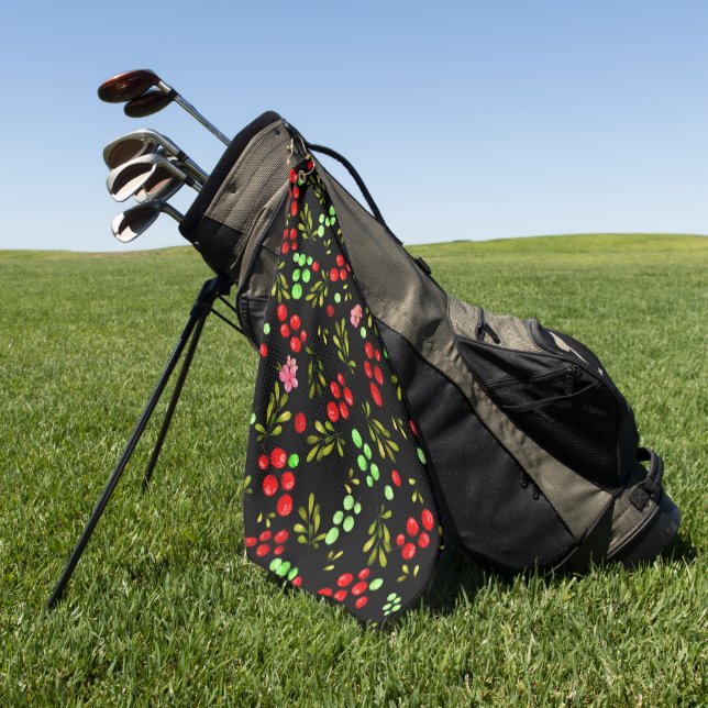 Berries Pattern Golfhandtuch (Gras)