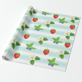Berries Strawberries Blueberry Aquamarin Classic S Geschenkpapier