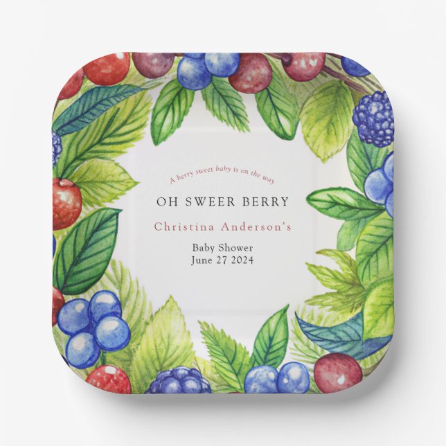Berries Strawberry Berry Sweet Baby Dusche Pappteller (Vorderseite)
