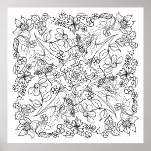 Berries und Blume Schöne Farbe eim Poster