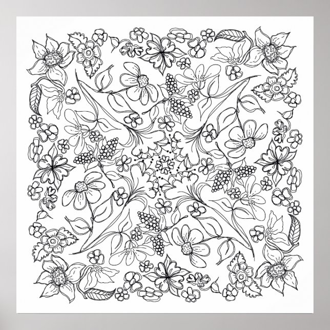 Berries und Blume Schöne Farbe eim Poster (Vorne)