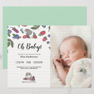 Berries und Guinea Schwein Custom Foto Babydusche Einladung