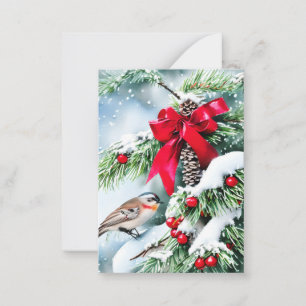 Berries Vogel und Bug Budget Mini Weihnachten Mitteilungskarte