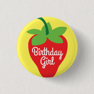 Berry 1. Geburtstag Niedlich Strawberry Farbige Mo Button