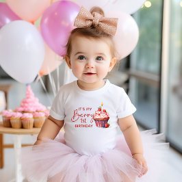 Berry 1. Geburtstag Rosa Rote Erdbeere Cupcake Baby T-shirt