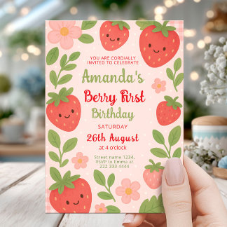 Berry 1. Geburtstag Strawberry Celebration Einladung
