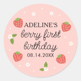 Berry 1. Geburtstag Strawberry Runder Aufkleber