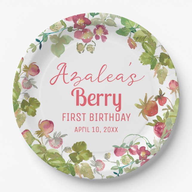 Berry 1. Geburtstagsfeier  Pappteller (Vorderseite)