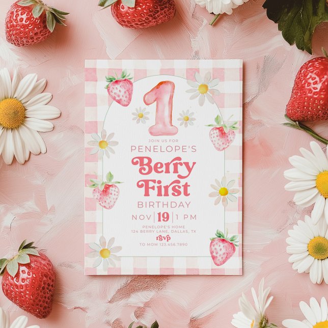 Berry 1er Anniversaire Fraise Invitation (Créateur téléchargé)
