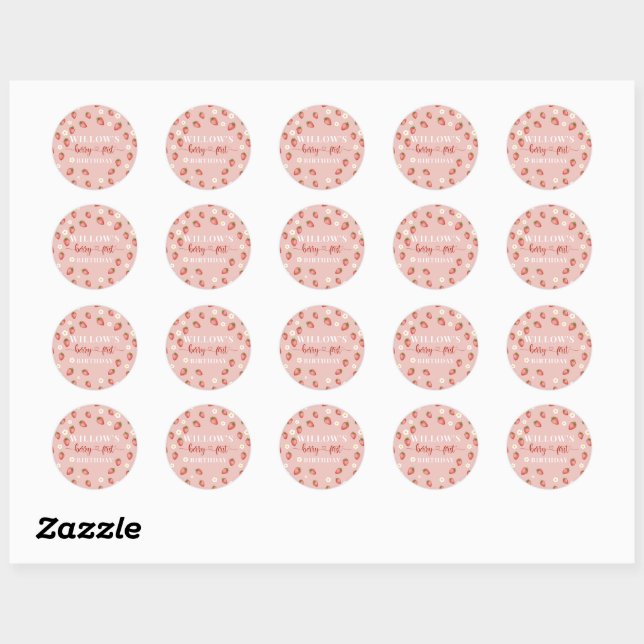 Berry 1er Anniversaire Stickers à thème fraise (Feuille)