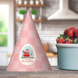 Berry 1st Birthday Strawberry Camper Schachbrett Partyhütchen
