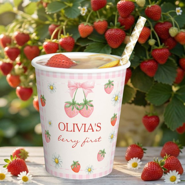 Berry 1st Birthday Strawberry Pappbecher (Berry 1st Birthday Strawberry Paper Cup)