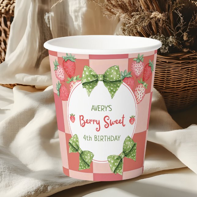 Berry 4th Birthday Strawberry Party  Pappbecher (Von Creator hochgeladen)