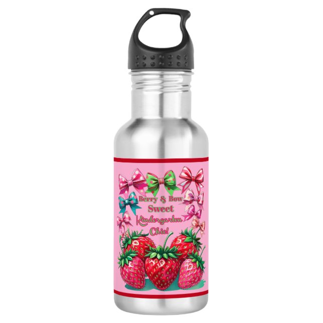 Berry and Bow Sweet Kindergarten Chic Edelstahlflasche (Vorderseite)