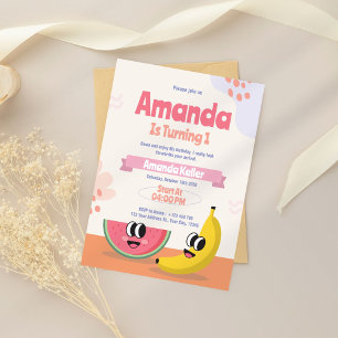 Berry & Banana Einladung zum ersten Geburtstag
