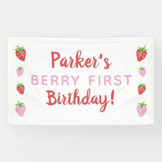 Berry Bannière d'anniversaire Red Pink Strawberry