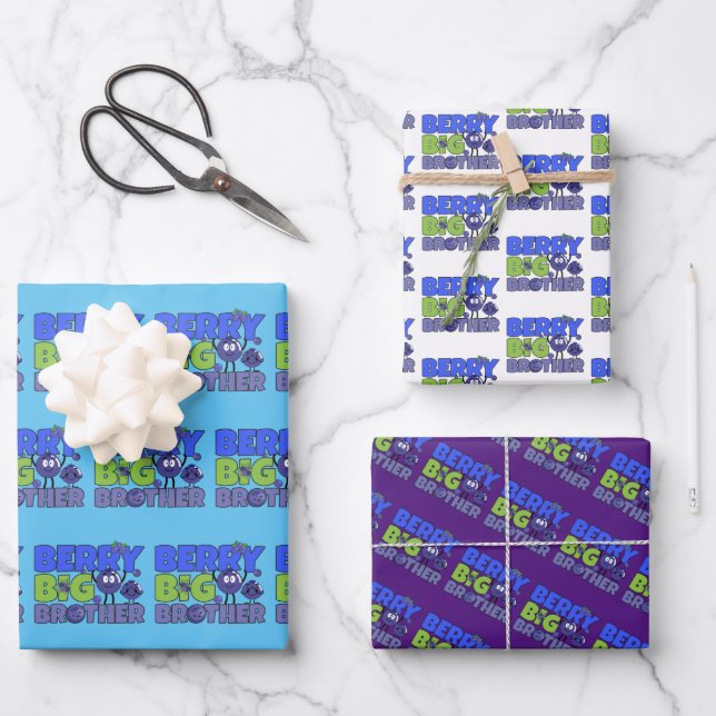 Berry Big Brother - Sibling Blueberry Pub Geschenkpapier Set (Vorderseite)