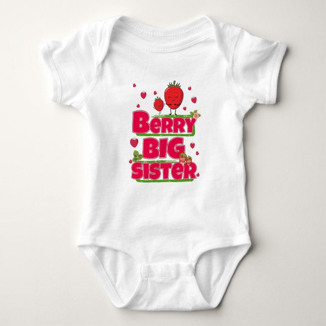 Berry Big Sister - Niedliche Erdbeerpuppe Baby Strampler (Vorderseite)