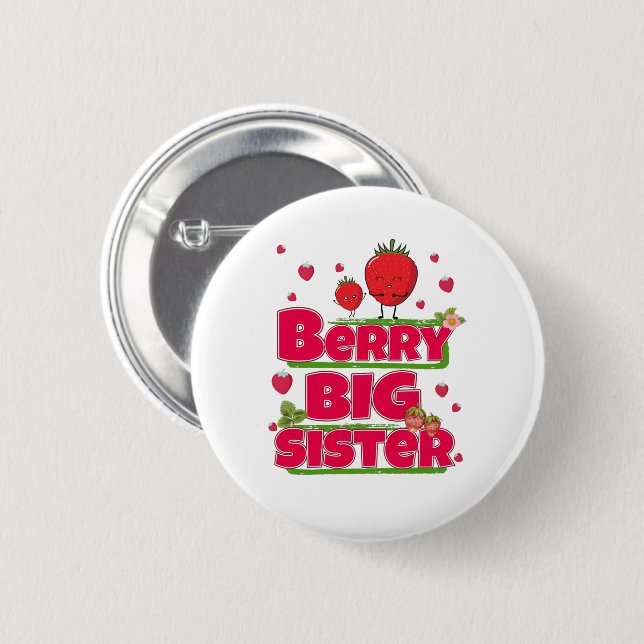 Berry Big Sister - Niedliche Erdbeerpuppe Button (Vorne & Hinten)