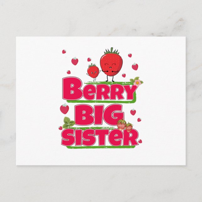 Berry Big Sister - Niedliche Erdbeerpuppe Postkarte (Vorderseite)