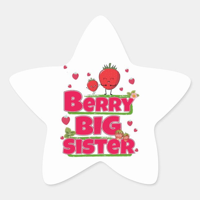 Berry Big Sister - Niedliche Erdbeerpuppe Stern-Aufkleber (Vorderseite)