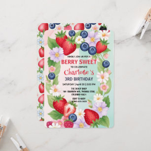 Berry Birthday Strawberry Blume Girl Party Einladung