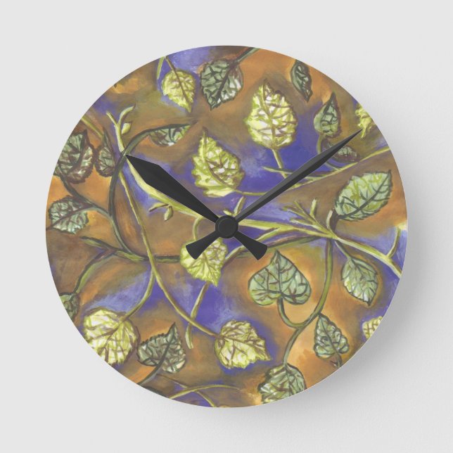 Berry Blätter Wall Clock Runde Wanduhr (Vorderseite)