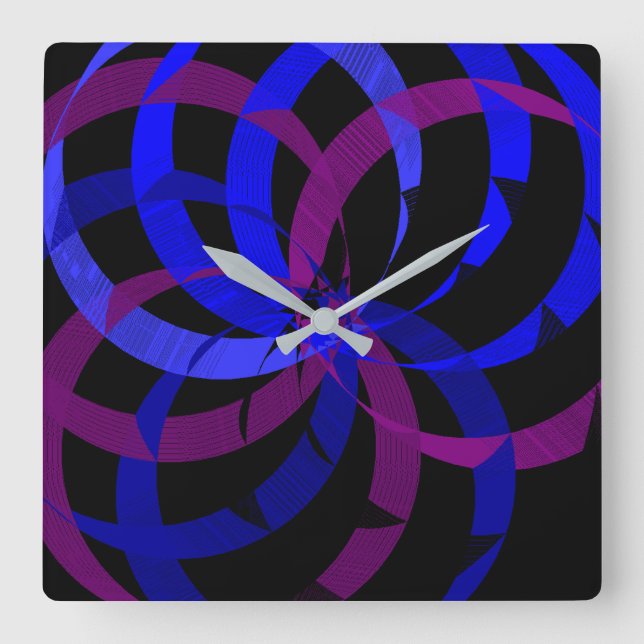 Berry Blend Geometric Wall Clock Quadratische Wanduhr (Vorderseite)