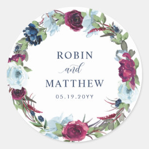 Berry, Blue Burgundy Umschlag Aufkleber / Gefallen