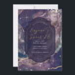 Berry Blue Watercolor Gold Celestial Sweet 16 Einladung<br><div class="desc">Passen Sie Ihre Veranstaltung an.</div>