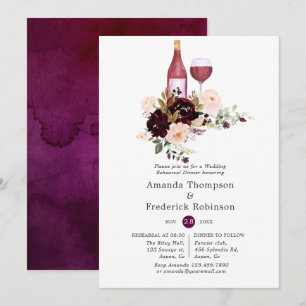 Berry & Blush Floral Weinprobe-Probedinner Einladung