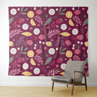Berry Botanical Wall Tapestry – Deep Plum Fruit Ar Wandteppich