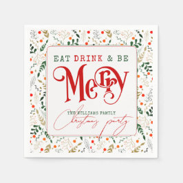 Berry Branch essen, trinken Sie frohe Weihnachten  Serviette