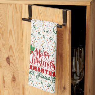 Berry Branch Santa's Lieblings-Koch Weihnachts-Par Geschirrtuch
